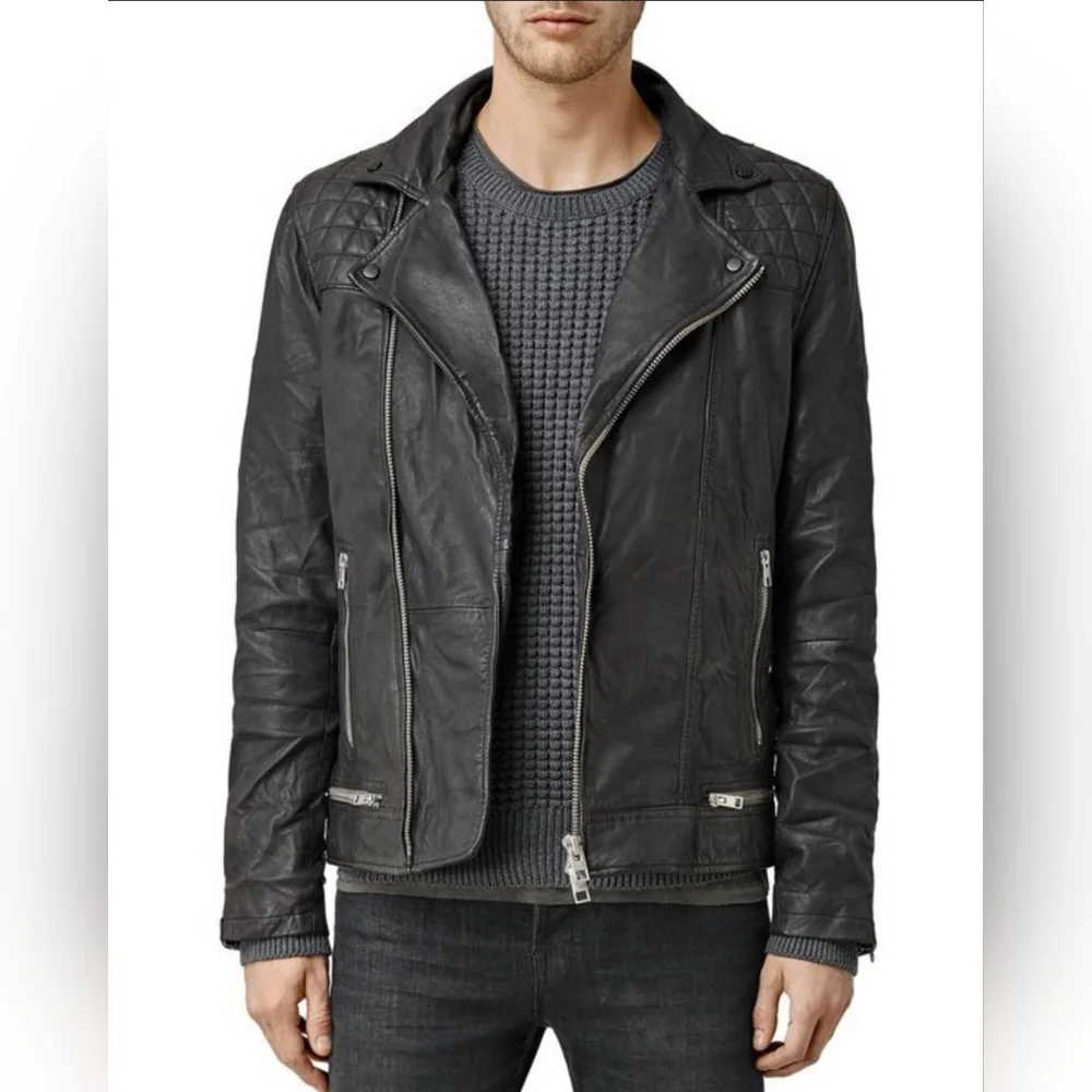 All Saints 'Conroy Textured Leather Biker' Jacket, XS